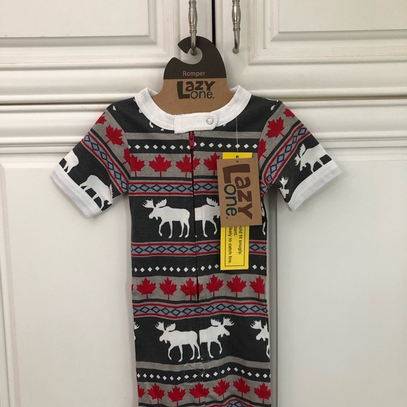 NWT LAZY ONE Moose Fair Maple Infant Romper - Picture 2 of 10